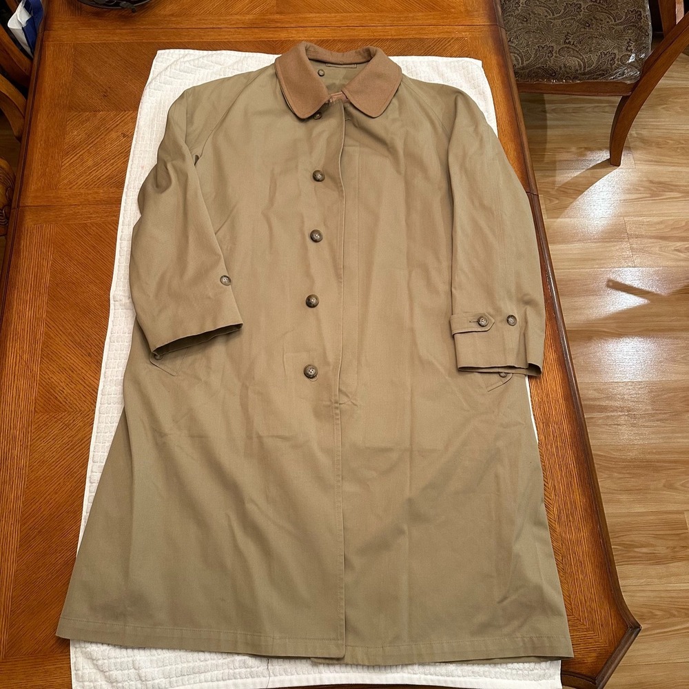 Vintage Austin Reed Dilliards Trench Coat Mens 44R Khaki Beige Regence Street